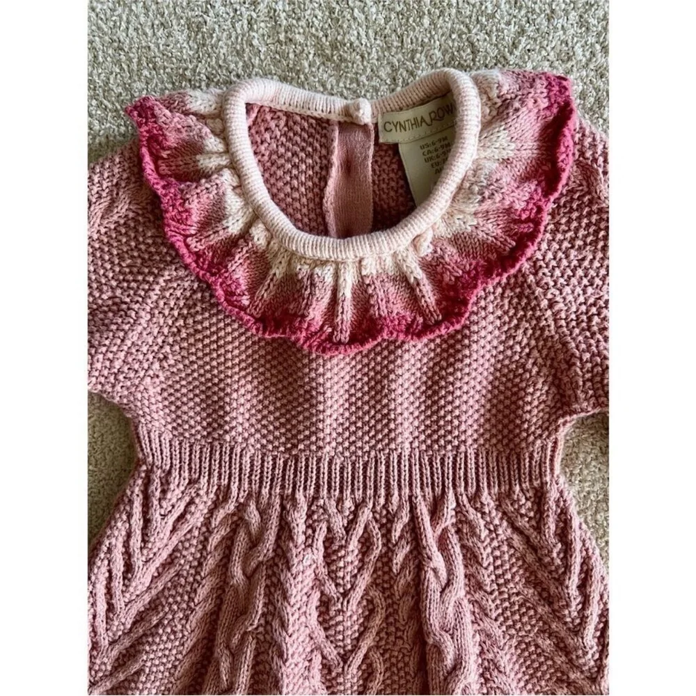 CYNTHIA ROWLEY little girls knit sweater dress blush pink size 6-9 months